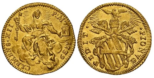 ITALIAN ST. Papal St. Clement XII. 1739 AV Zecchino. NGC MS64. KM 888; Munt.-4.