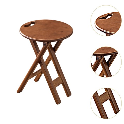 Foldable Stool Round with Handle Folding Bar Stool for Kitchen Home Outdoor - Picture 2 of 7