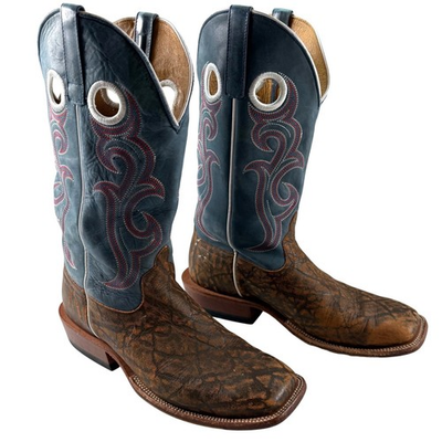 #ad #ad Horse Power Mens Western Cowboy Boots Brown Blue Leather Embroidered Size 11 D $89.00