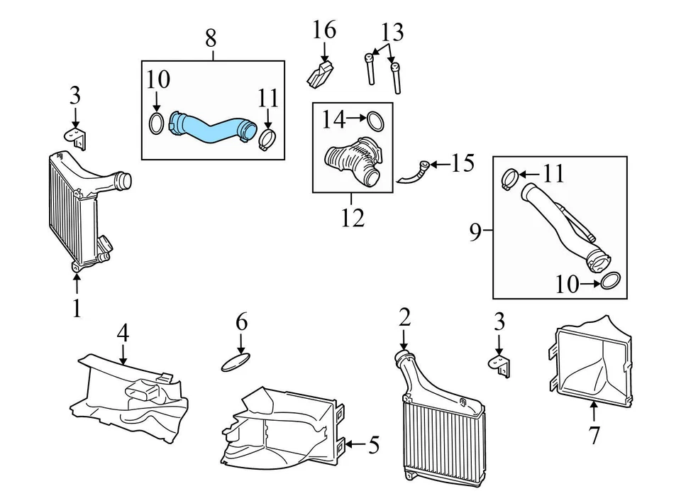 2010-2016 PORSCHE PANAMERA 4.8L - Right Turbo Intercooler Pressure PIPE / TUBE - Image 3 of 4