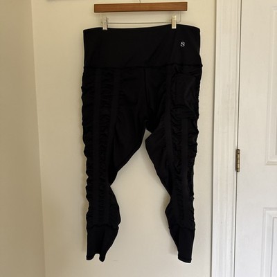 Skinnify Plus Size XXXXL Black Ruched Resistance Band Leggings Compression 4X