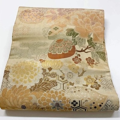 7371# Japanischer antiker Nagoya Obi Gürtel Kimono Stoff Seide Allover Muster