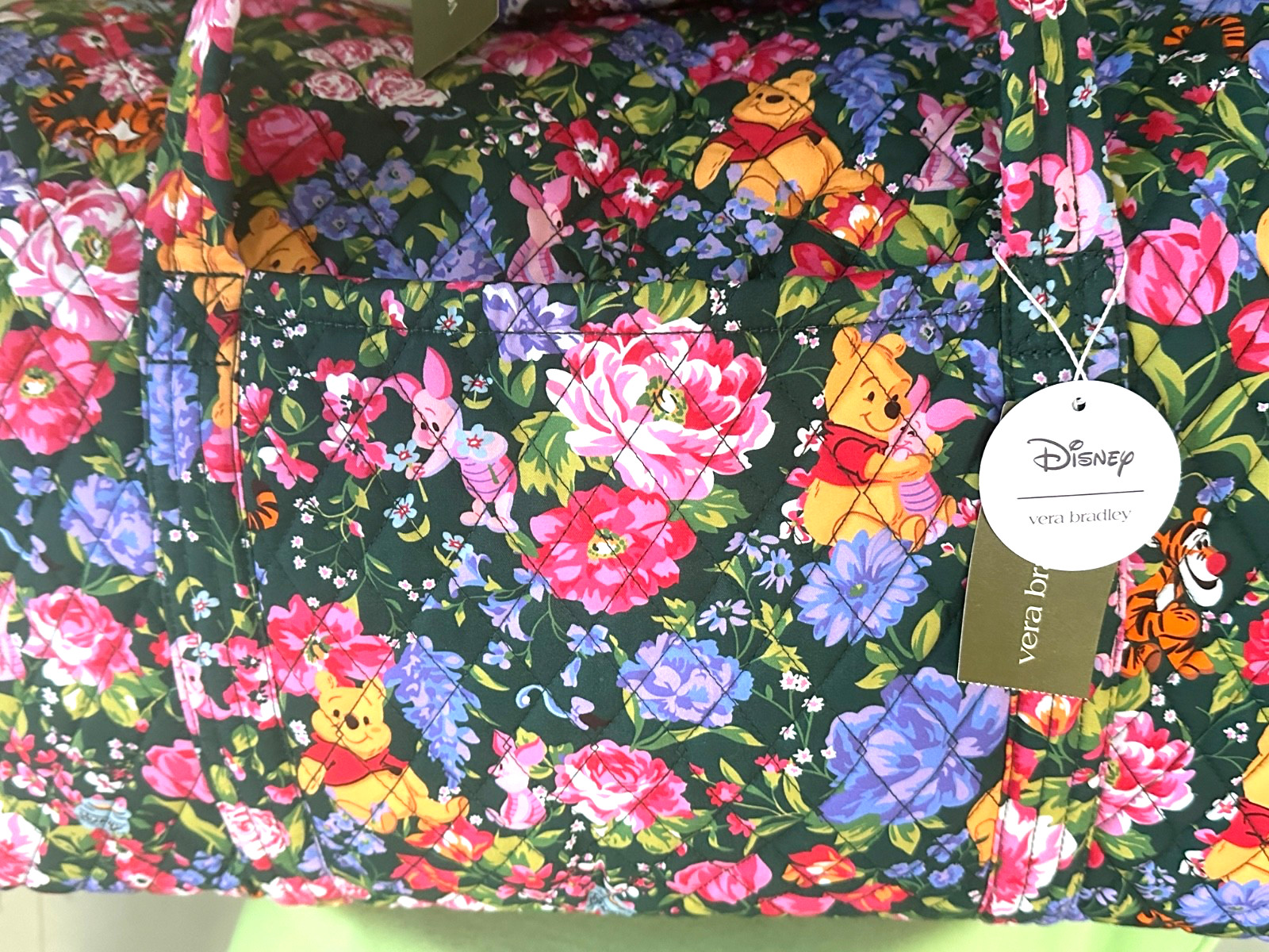 VERA BRADLEY DISNEY WINNIE THE POOH LARGE ORIGINAL DUFFEL BAG + POUCH (SET):NWT image 6
