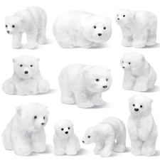10 Pcs Christmas Polar Bear Ornament Large White Polar Bear Wearing Scarf Orn...