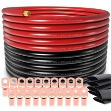 40FT 0 Gauge Copper Clad Aluminum Battery Cable, 20 Lugs  Heat Shrink Tube for