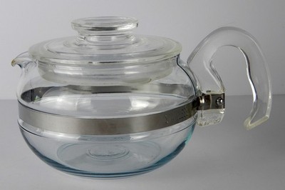 Vintage 8446-B Pyrex Flame Ware 6 Cup Clear Glass Tea Pot Tea Kettle