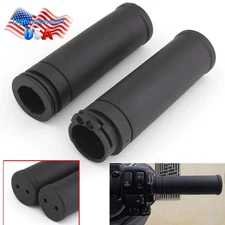 1" Black Handle Hand Grips Handlebar Rubber For Harley Electra Glide Sportster