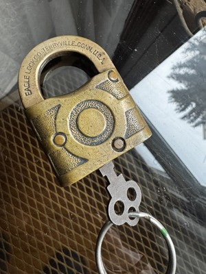 Antique Eagle Lock Co. Lock With Key Works! 