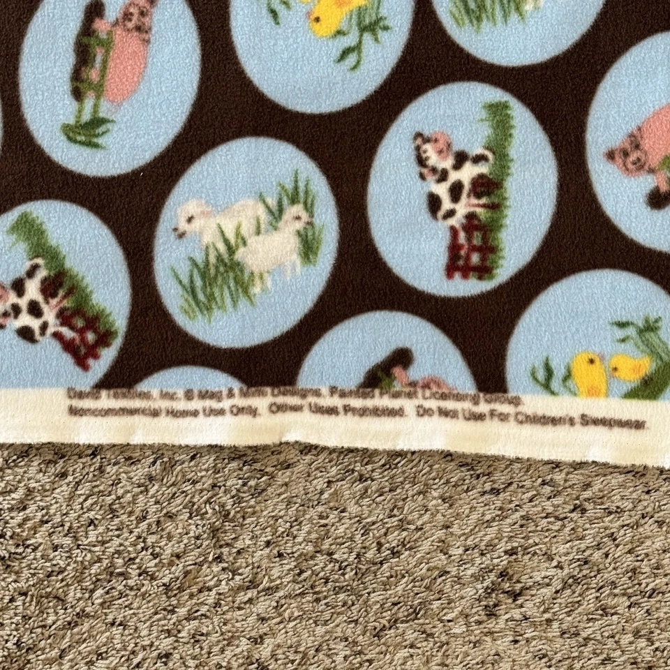 Tecido estilo lã acrílico Farm Animals David Textiles 55”x64” HTF - Imagem 2 de 4