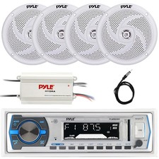 Pyle Marine Bluetooth Receiver, Amplifier, 4x 5.25" 180W Boat Speakers, Antenna