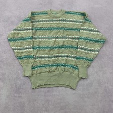 Vintage Knitted Jumper abstract striped patterned grandad knit sweater Men's