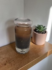 Vase Pot Couvert Verre Fumé Vintage Allemand 70s Space Age