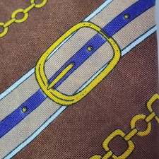 Vintage Italy Scarf Blue Brown Gold Square 20" Equestrian Horse Tack EUC
