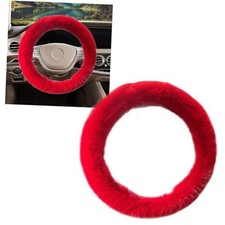 Fluffy Steering Wheel Cover for Women Fuzzy Steering Wheel Cover Winter Red