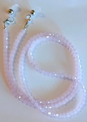 EYEGLASS CHAIN 27'' JADE PINK Beaded Holder Strap Reading Glasses iCandy w/ CLIP