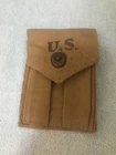 WW2 US Military 45 AUTO Khaki Web Double Magazine Pouch, Dated 1943