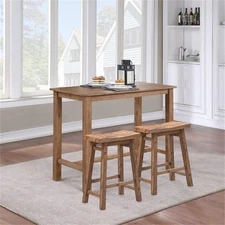 Pemberly Row Backless Wood Counter Stools-Set of 2-Barnwood Wire-Brush
