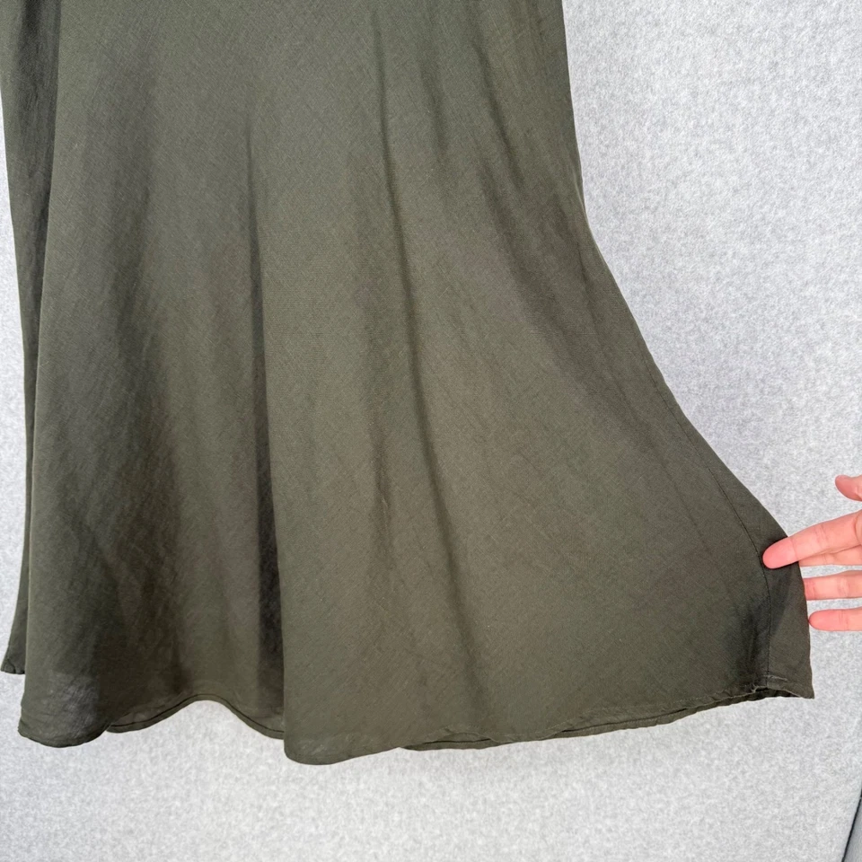 Три точки женщин Midi длины льняной юбки размер L оливковый зеленый тянуть на сделано в США - Изображение 2 из 4