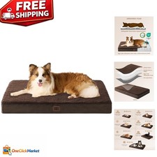 Luxury Orthopedic Dog Bed Large 41IN with Removable Washable Cover in Brown