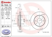 2X Brembo Bremsscheibe 09.7043.11 FüR Mitsubishi Proton
