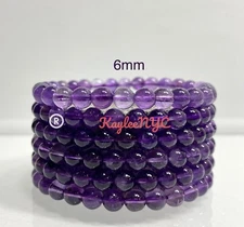 Wholesale Lot 6 Pcs Natural Amethyst 6mm 7.5” Crystal Healing Stretch Bracelet