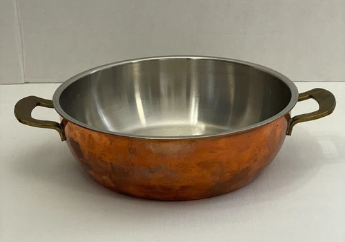 Culinox Spring copper and stainless steel 8" pan with handles Switzerland 75