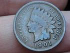 1901 Indian Head Cent Penny, VG Details, Full Rims