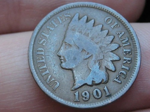 1901 Indian Head Cent Penny, VG Details, Full Rims