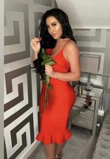 Red mermaid style bandage dress