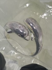 Sterling Silver Dolphin Ring Wrap Around Ocean Sea Size Small Band Adjustable