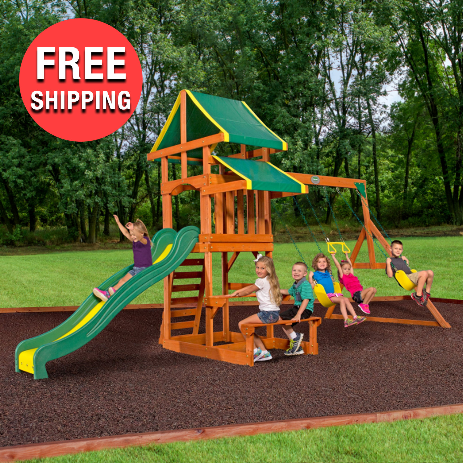 Kids Play Outdoor Fun With 8 Ft Slide