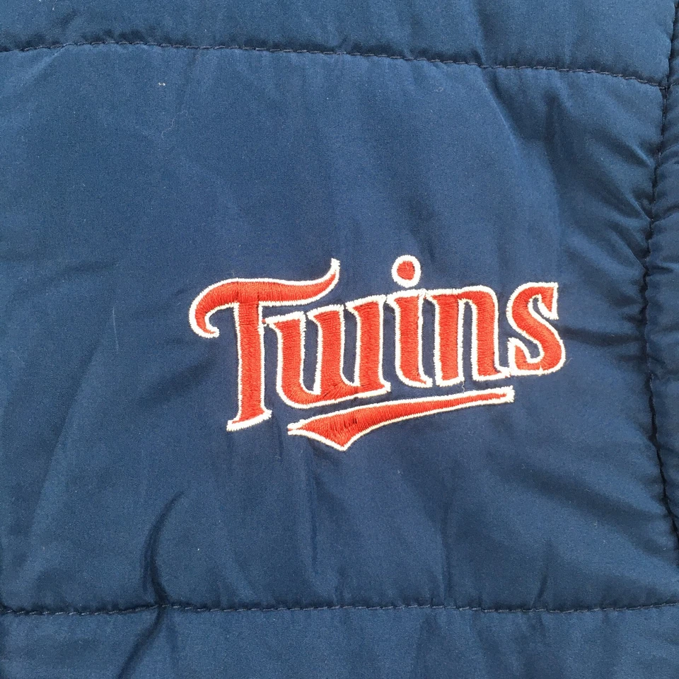 Ford Twins Puffer Vest Jacket Mens Medium Full Zip Sleeveless Collared Baseball - Image 4 of 4