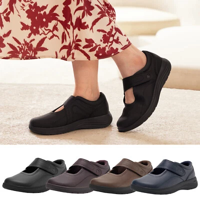 FitVille Weit Senioren Schuhe Damen Leder Mary Jane Halbschuhe Klettverschluss