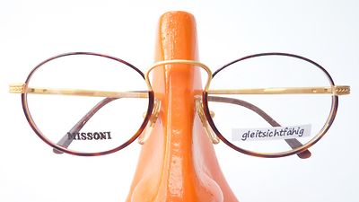 Designer Brille Missoni VintageFassung ovale Form Metallgestell ausgefallen Gr M