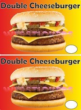 2  Double Cheesburger stickers for cafe  catering trailer hot dog van Burger Van