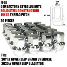 20 Chrome OEM Factory Style Lug Nuts M14x1.5 For Jeep Grand Cherokee Gladiator