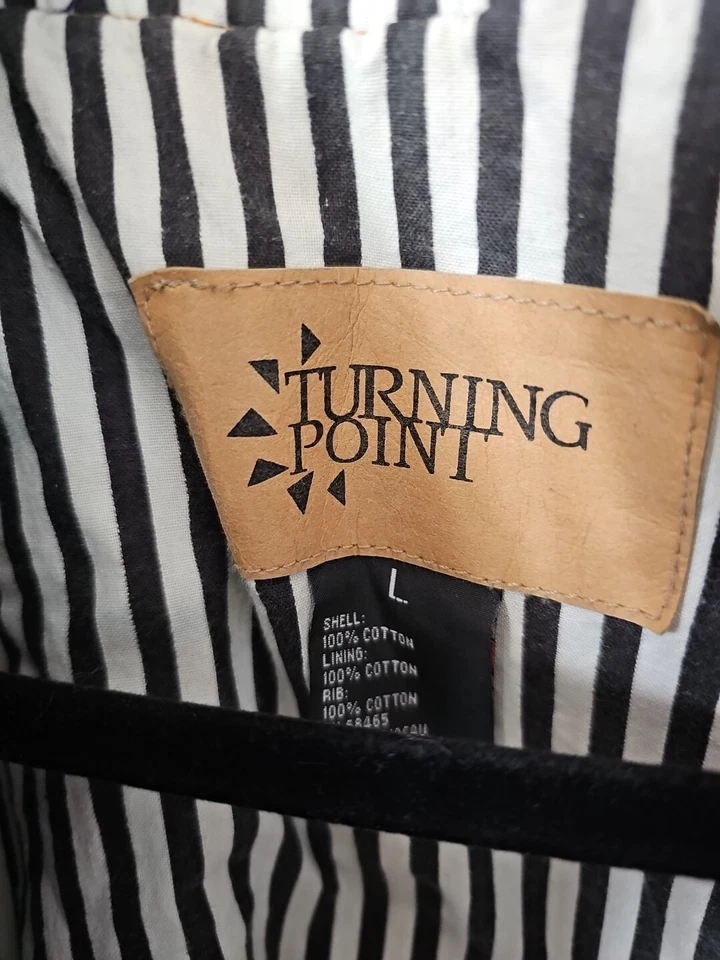 Chaqueta a Presión De Colección Turning Point Para Hombres Talla L Bordada Oruga Camionero Denim Y2K Foto 4 de 4