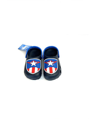 NEW Marvel Captain America Navy Blue EVA Clogs Slip On Shoes Toddler Size 7-8