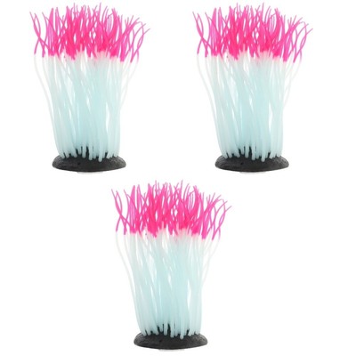 3pcs Simulation Anemone Silikon Luminous Sea Anemon Ornament Aquarium Dekoration