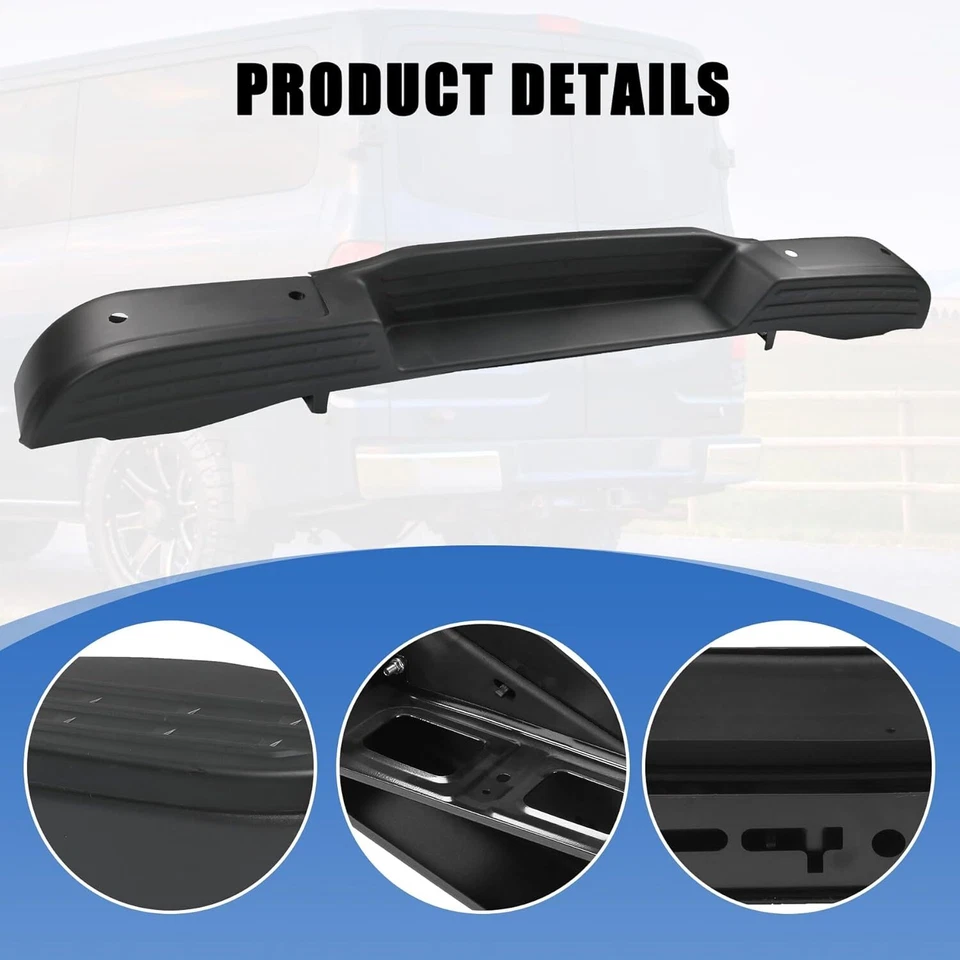 For 2012-2021 Nissan NV1500 NV2500 NV3500 Black Rear Step Bumper W/Sensor Holes - Image 4 of 4