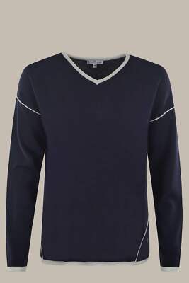 Damen Pullover V-Neck, Rollkante