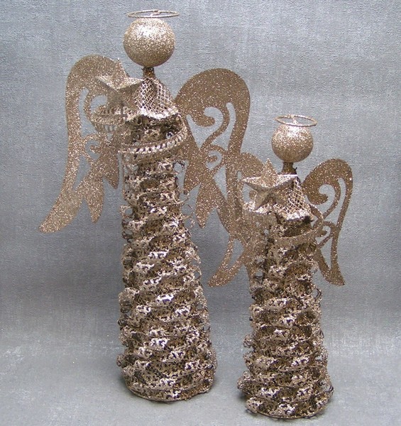Formano Deko Engel 2Er-Set Champagner Glitzer Winter Weihnachten Advent-image