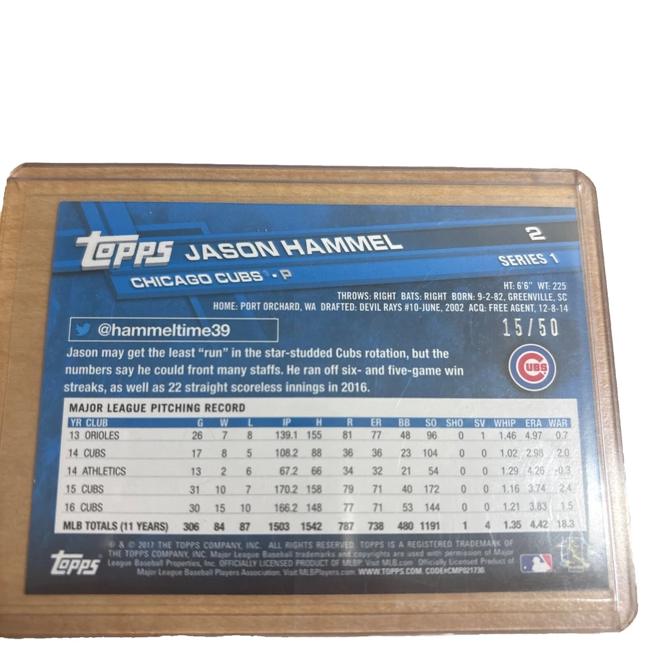  15/50 2017 Topps - Día de la Madre Rosa Caliente #2 Jason Hammel Foto 2 de 3