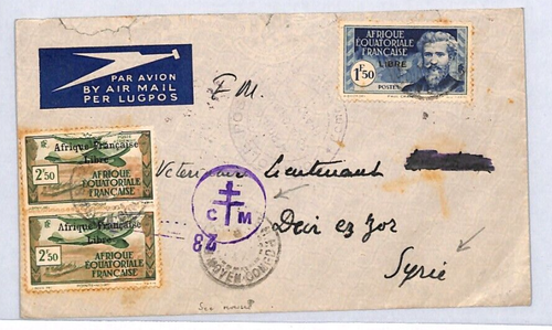 CONGO AEF WW2 France *LIBRE* Cover FREE FRENCH Censor 1942 Military LEVANT YS334 - Picture 2 of 10