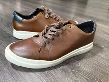 Men’s Vertical Coffee Leather Premium Low Top Casual Dress Shoes Size 10.5