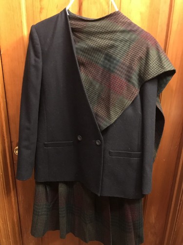 Women’s sz 10 Kasper for ASL Scottish Tartan Plaid Suit Cashmere Blend Skirt 26”