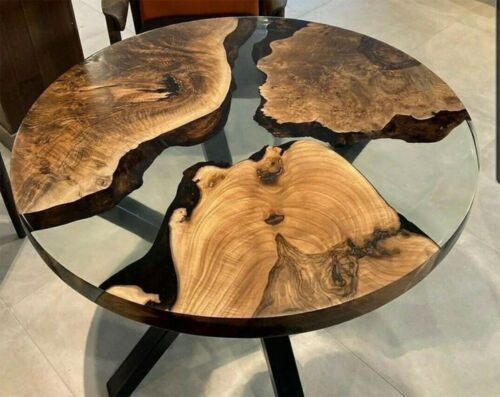 Live Edge Table, Round Epoxy Table, Wood Dining Table, Epoxy Resin Table Tops - Picture 2 of 3