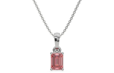 8 Ct Certified Emerald Pink Natural Diamond Solitaire Pendant White Gold Finish