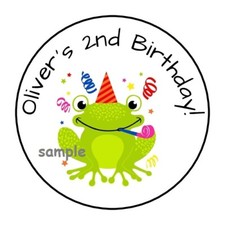 30 Cute Frog Birthday Party Stickers Favors Labels round 1.5" Personalized frogs