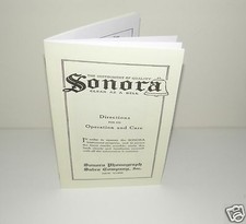 Sonora Phonograph Gramophone Instruction Manual Reproduction